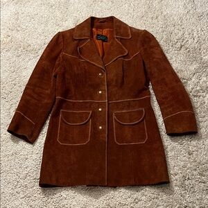 Rare Vintage Rust Brown Suede Button-Front Jacket